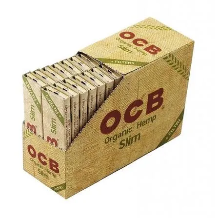 OCB Organic Hemp Unbleached Rolling Papers + Filters - Slim - Pack of 32