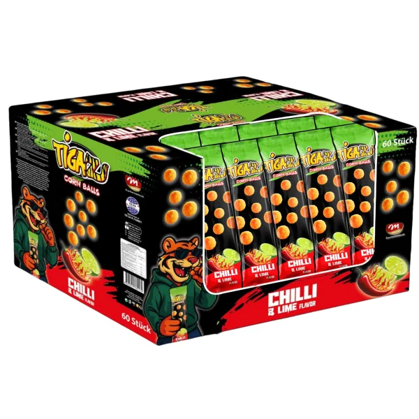 Tigaz Corn Chips - Chilli & Lime 60x20g
