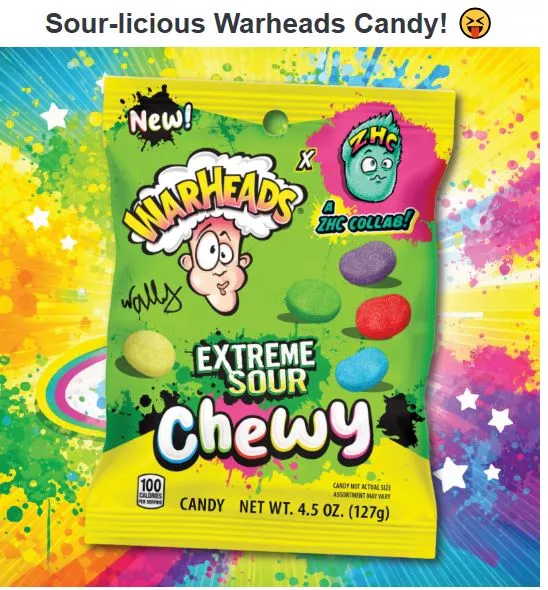 WarHeads Extreme Sour Chewy Peg Bag 127g