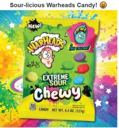 WarHeads Extreme Sour Chewy Peg Bag 127g