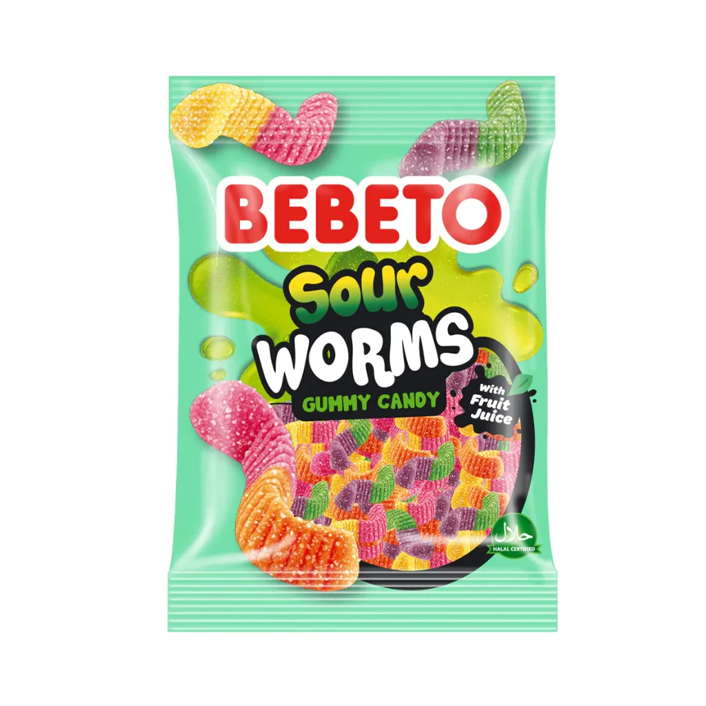 BEBETO WORMS GUMMY CANDY 12X80G