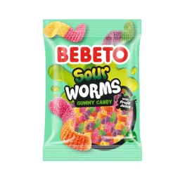 [8904004442414] BEBETO WORMS GUMMY CANDY 12X80G