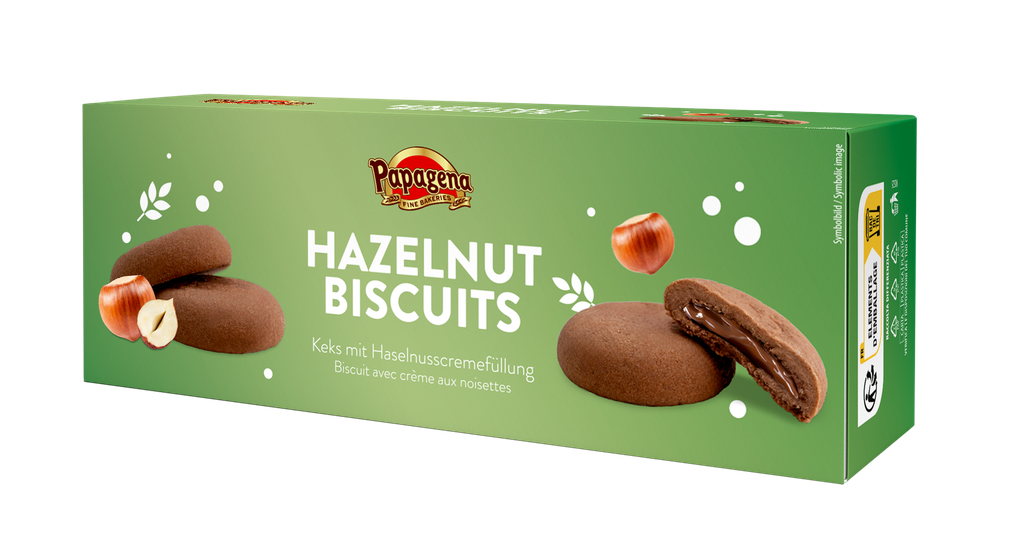 Biscuits with hazelnut filling 18x150g