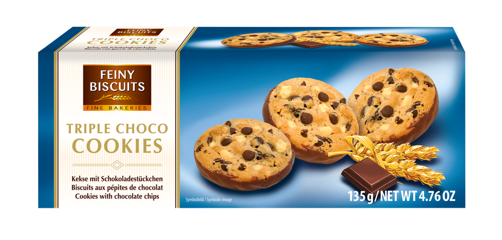 Triple choco cookies with chocolate chips 20x135g