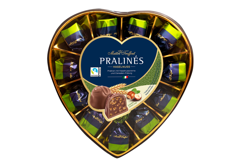 Pralines milk chocolate hazelnut & cereals heart 165g