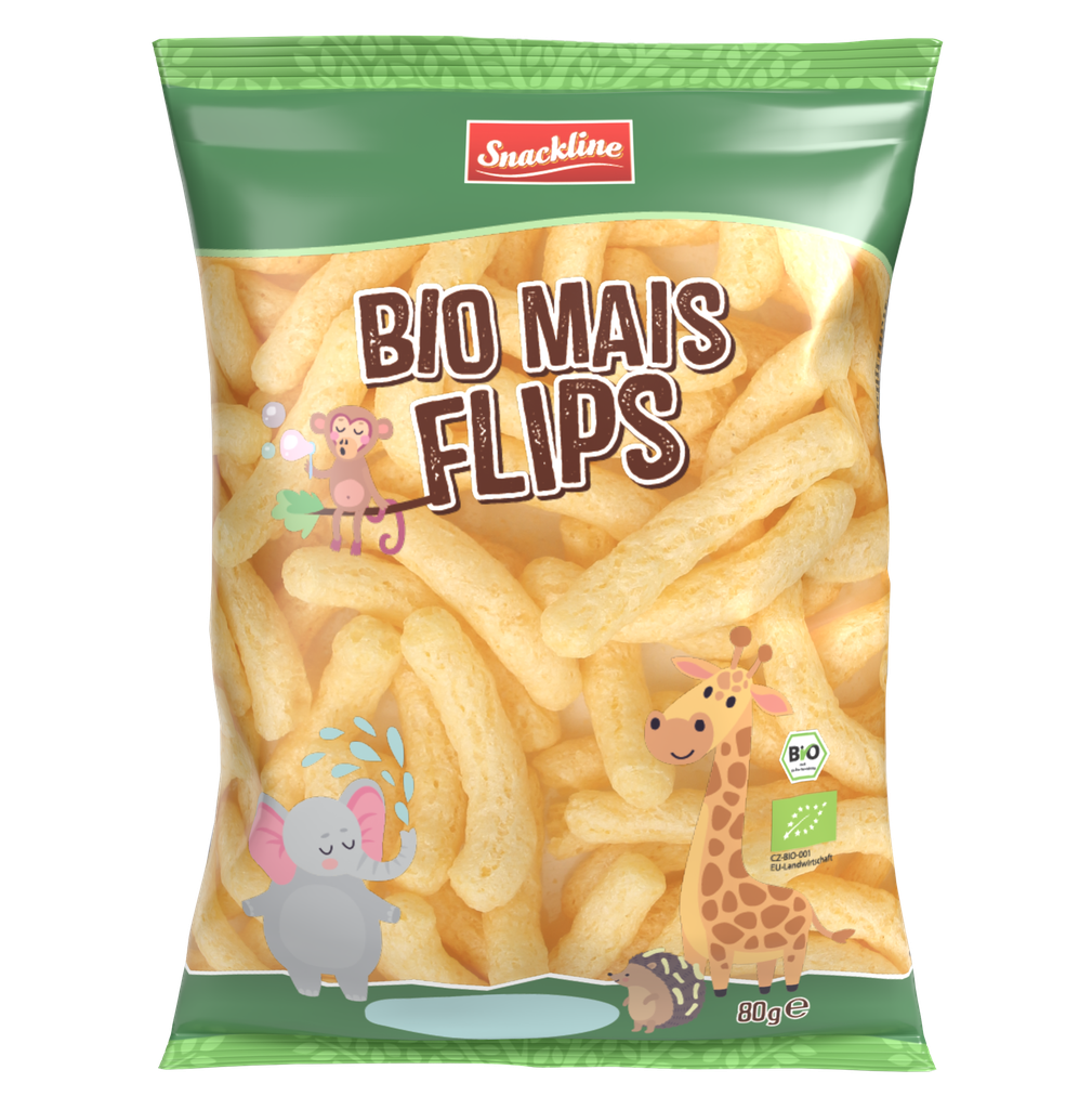 Extruded organic corn snack 20×80g
