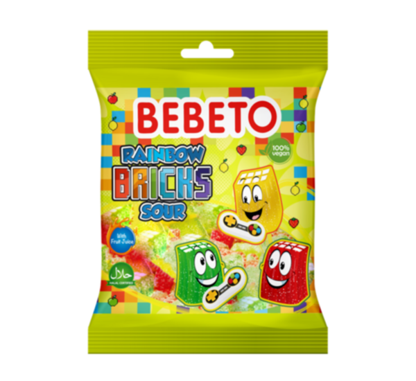 Bebeto Rainbow Sour Brick 80gx12-pack